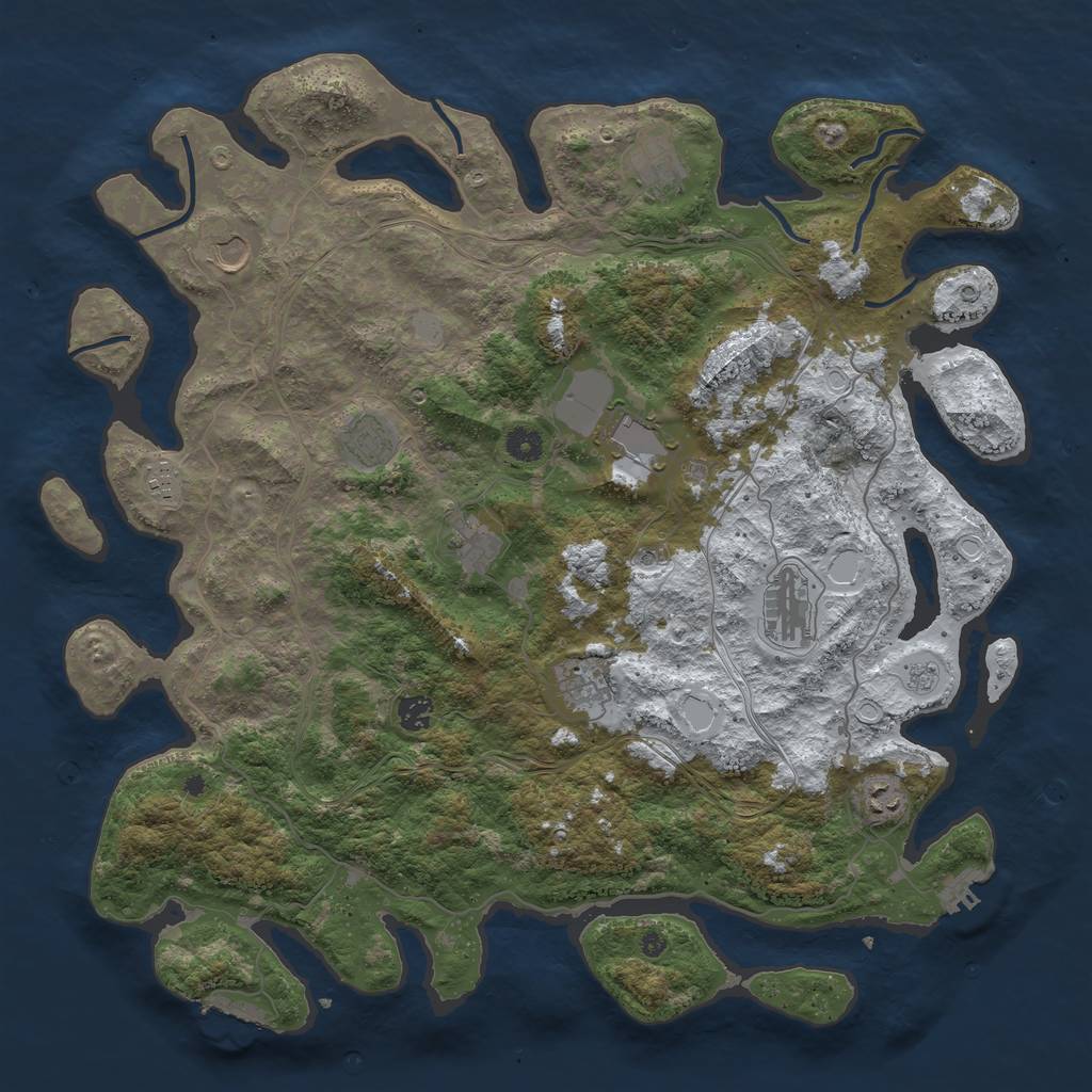 Rust Map: Procedural Map, Size: 4500, Seed: 760321, 19 Monuments