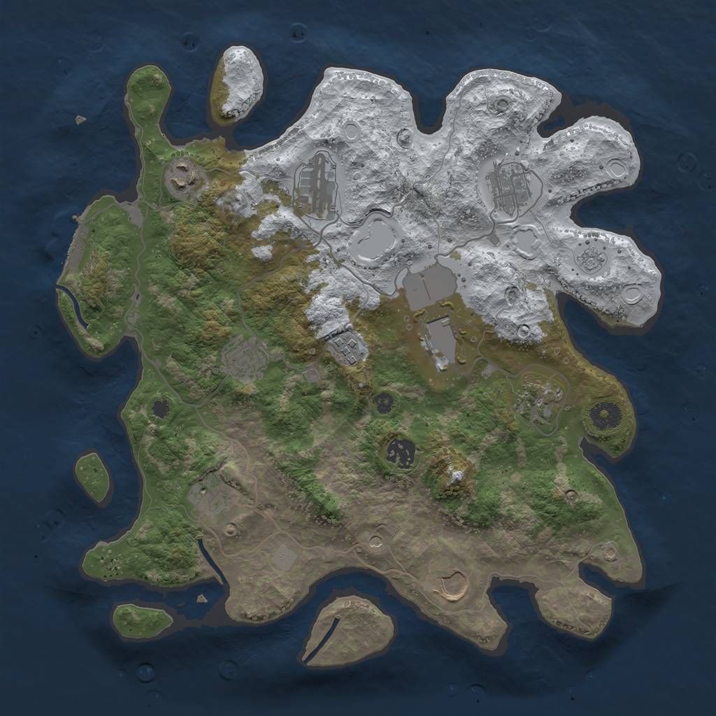 Rust Map: Procedural Map, Size: 3600, Seed: 222222222, 18 Monuments