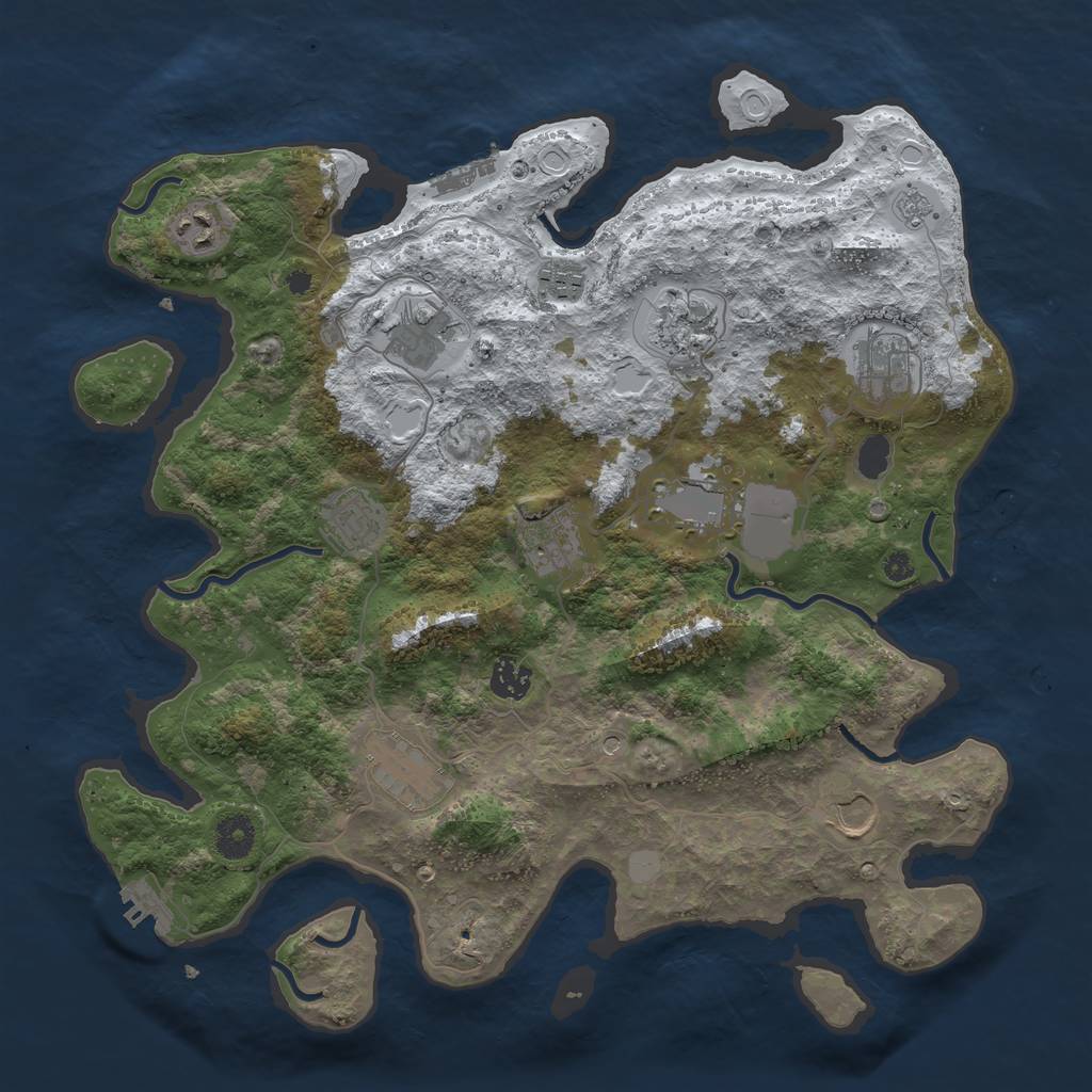 Rust Map: Procedural Map, Size: 3850, Seed: 1159409514, 20 Monuments