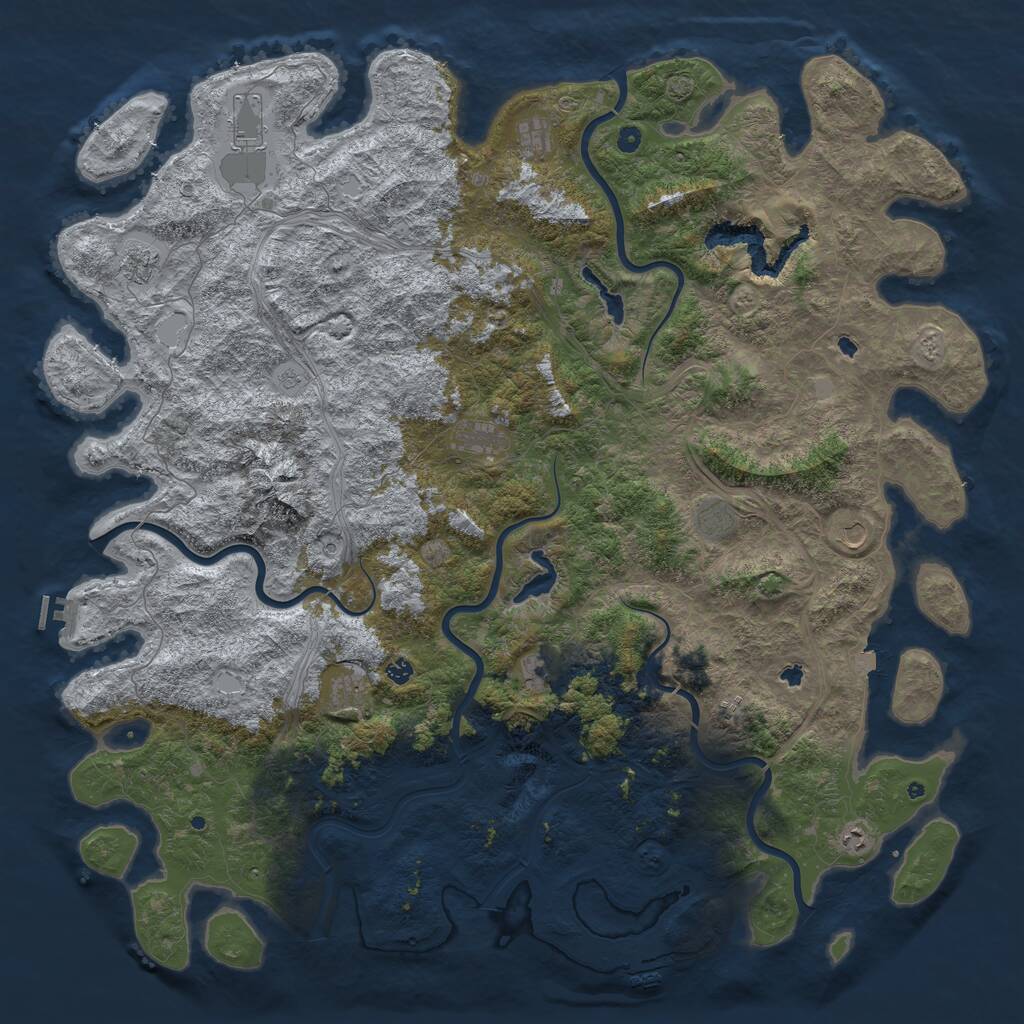 Rust Map: Procedural Map, Size: 6000, Seed: 313448, 17 Monuments