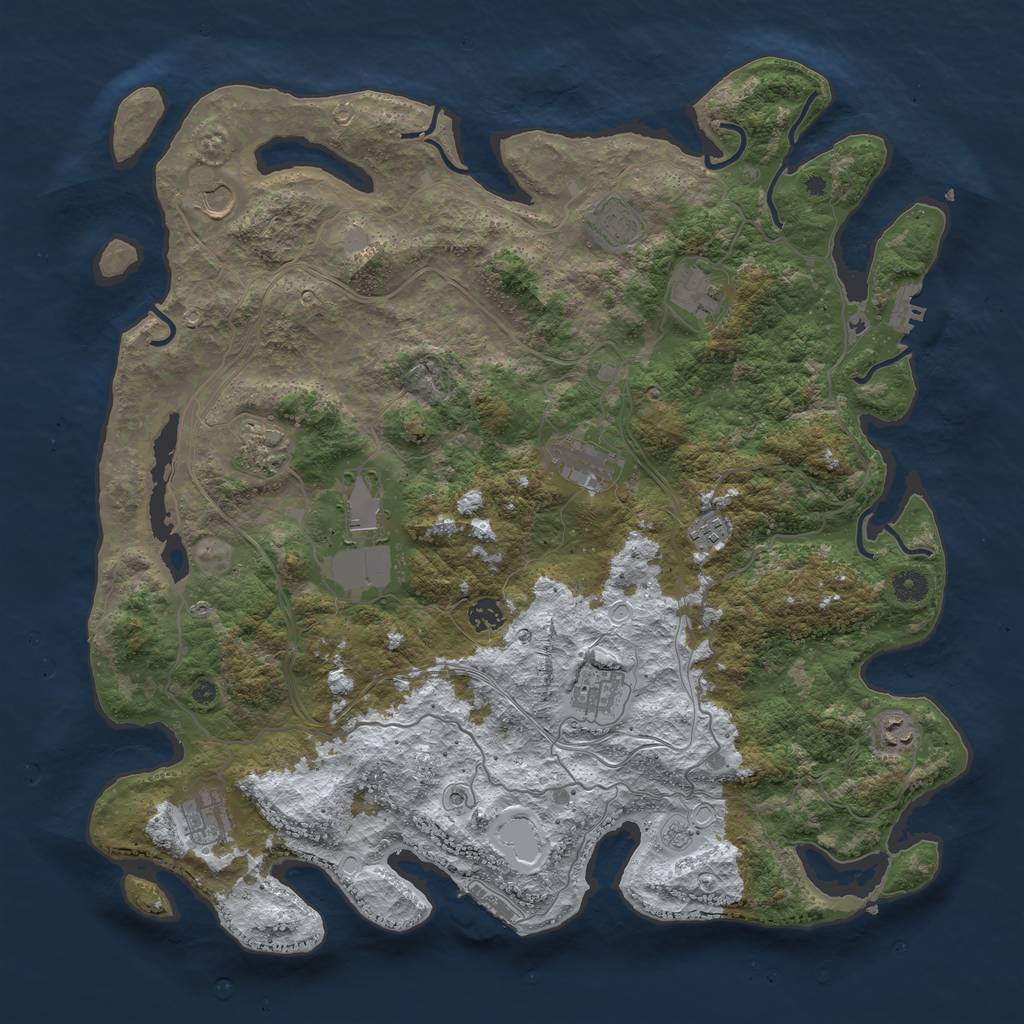 Rust Map: Procedural Map, Size: 4500, Seed: 417860073, 20 Monuments