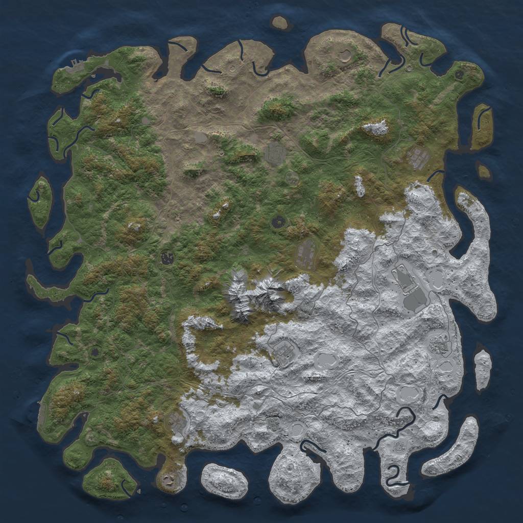 Rust Map: Procedural Map, Size: 6000, Seed: 989553, 20 Monuments