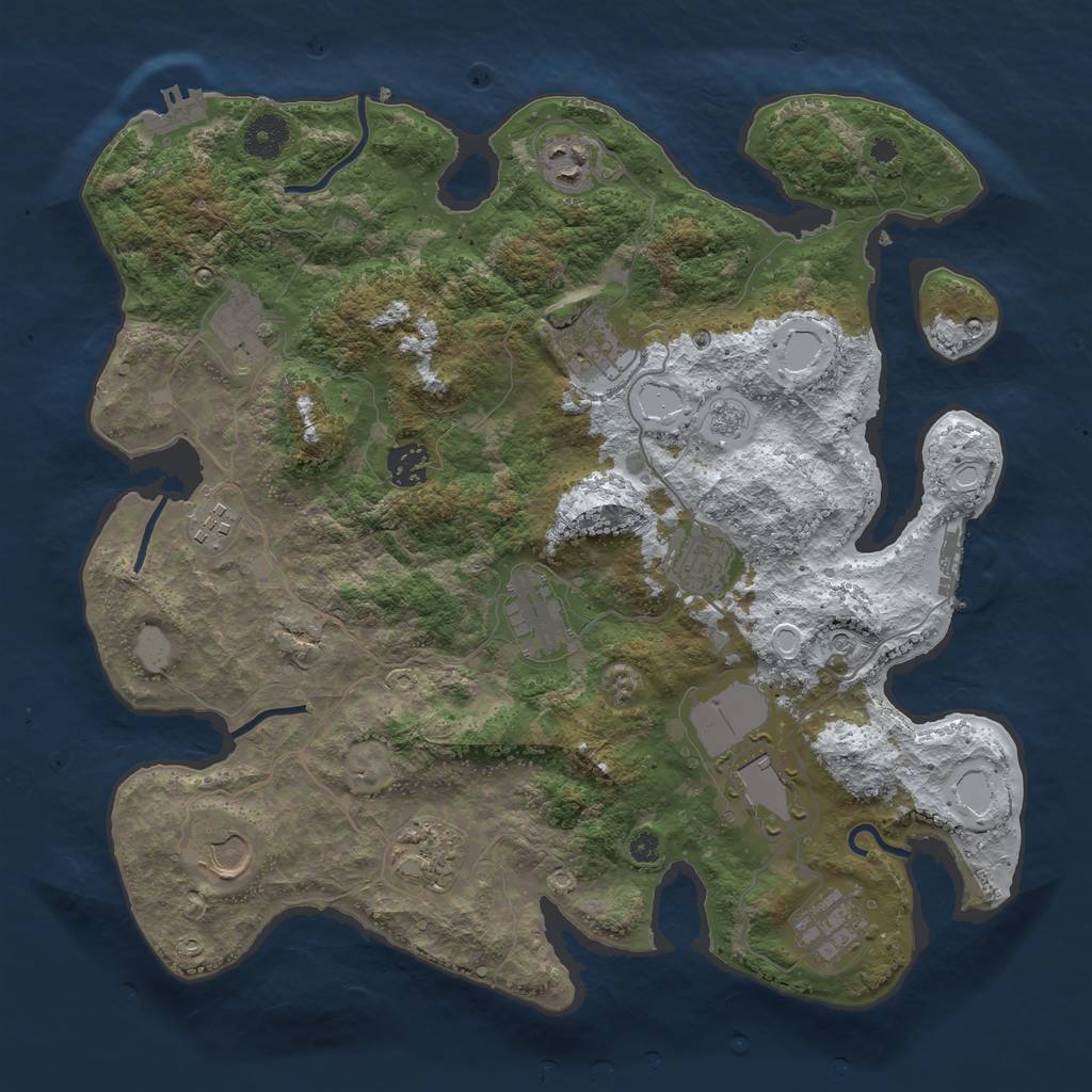 Rust Map: Procedural Map, Size: 3700, Seed: 269147866, 20 Monuments