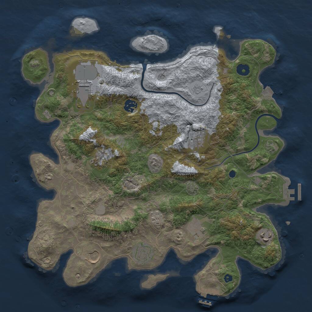 Rust Map: Procedural Map, Size: 3700, Seed: 3681, 15 Monuments