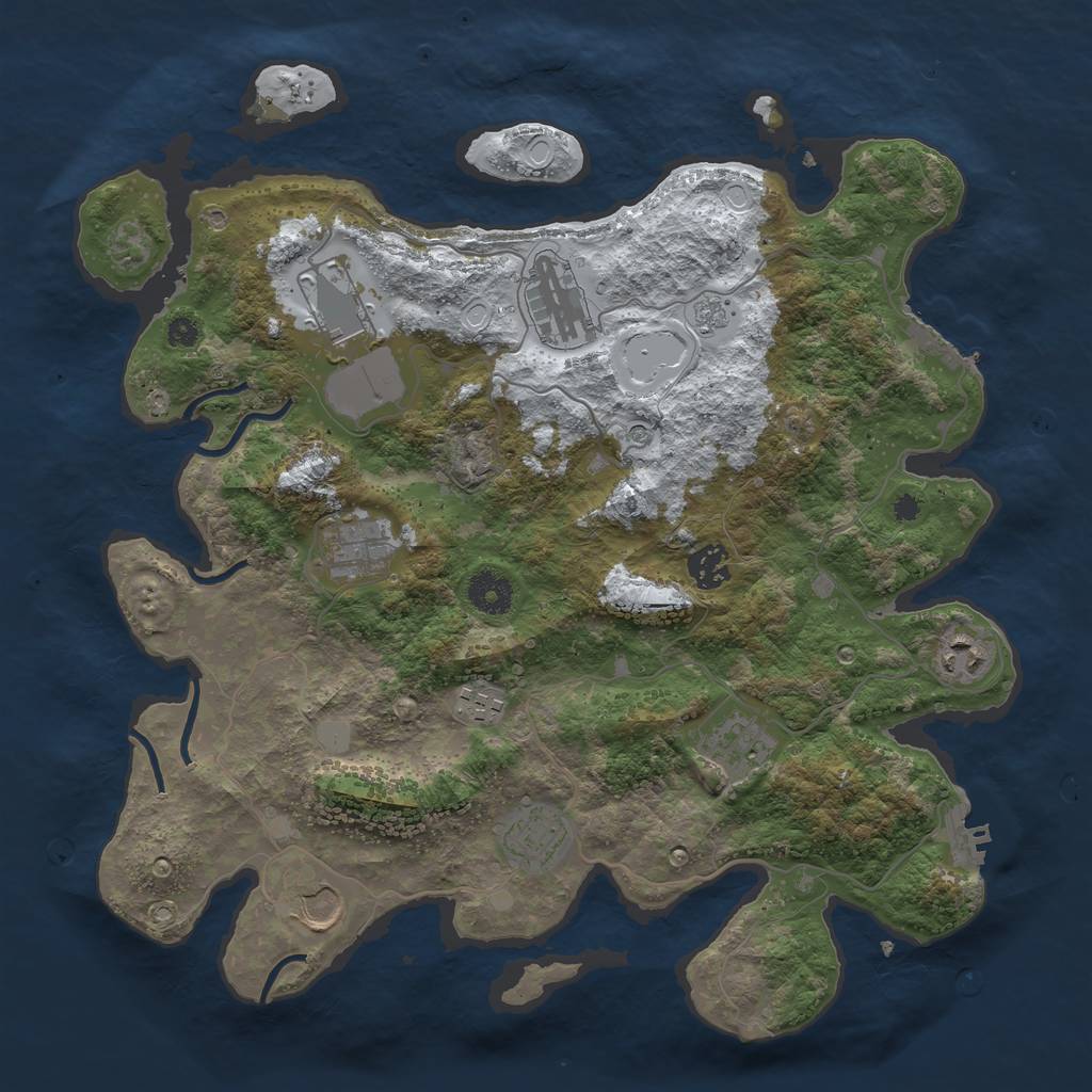 Rust Map: Procedural Map, Size: 3700, Seed: 3681, 18 Monuments