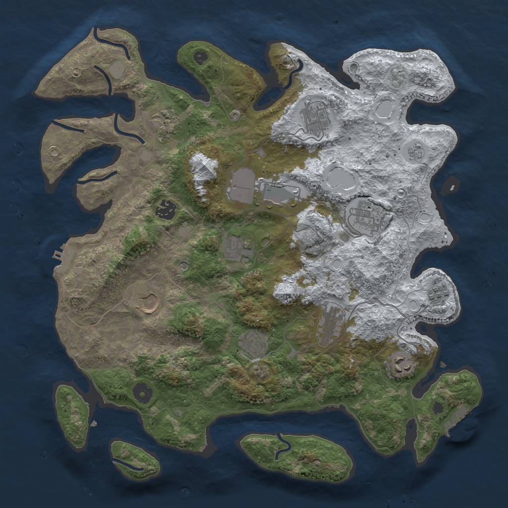 Rust Map: Procedural Map, Size: 3850, Seed: 876943353, 20 Monuments