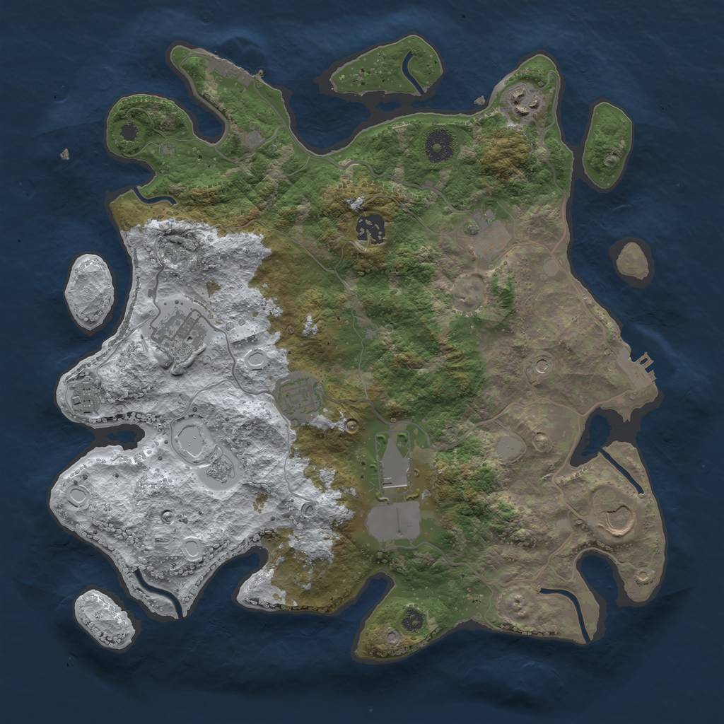 Rust Map: Procedural Map, Size: 3500, Seed: 1316220540, 17 Monuments