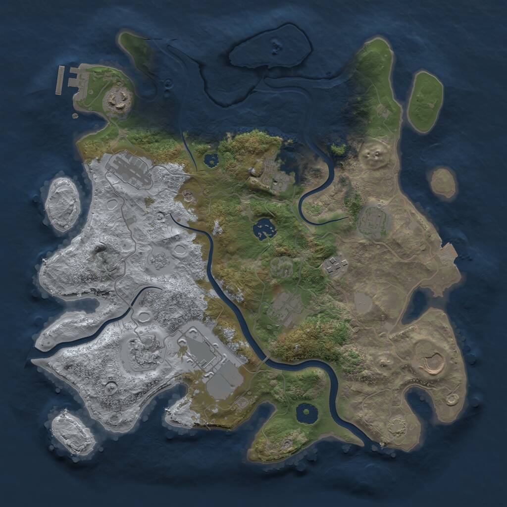Rust Map: Procedural Map, Size: 3500, Seed: 1316220540, 15 Monuments