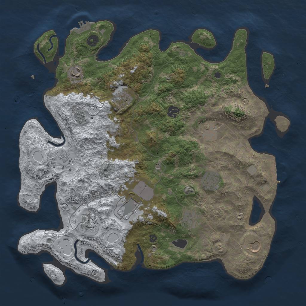 Rust Map: Procedural Map, Size: 3900, Seed: 128172, 19 Monuments