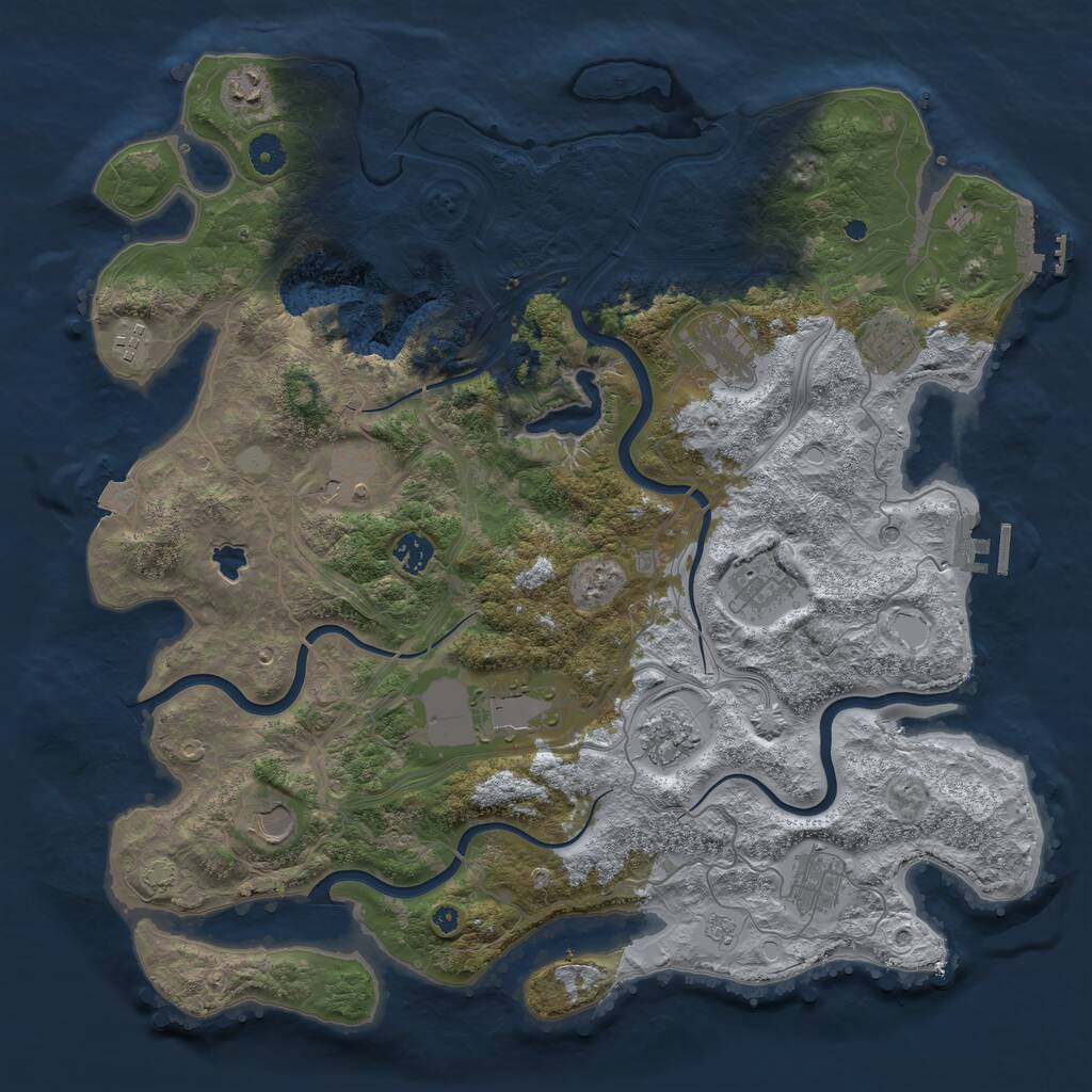 Rust Map: Procedural Map, Size: 4250, Seed: 988907, 17 Monuments