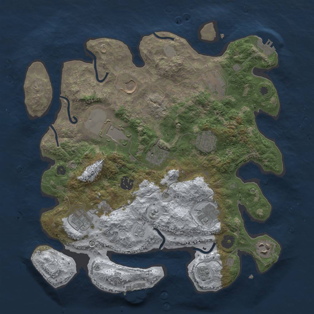 Rust Map: Procedural Map, Size: 3500, Seed: 1650632821, 19 Monuments