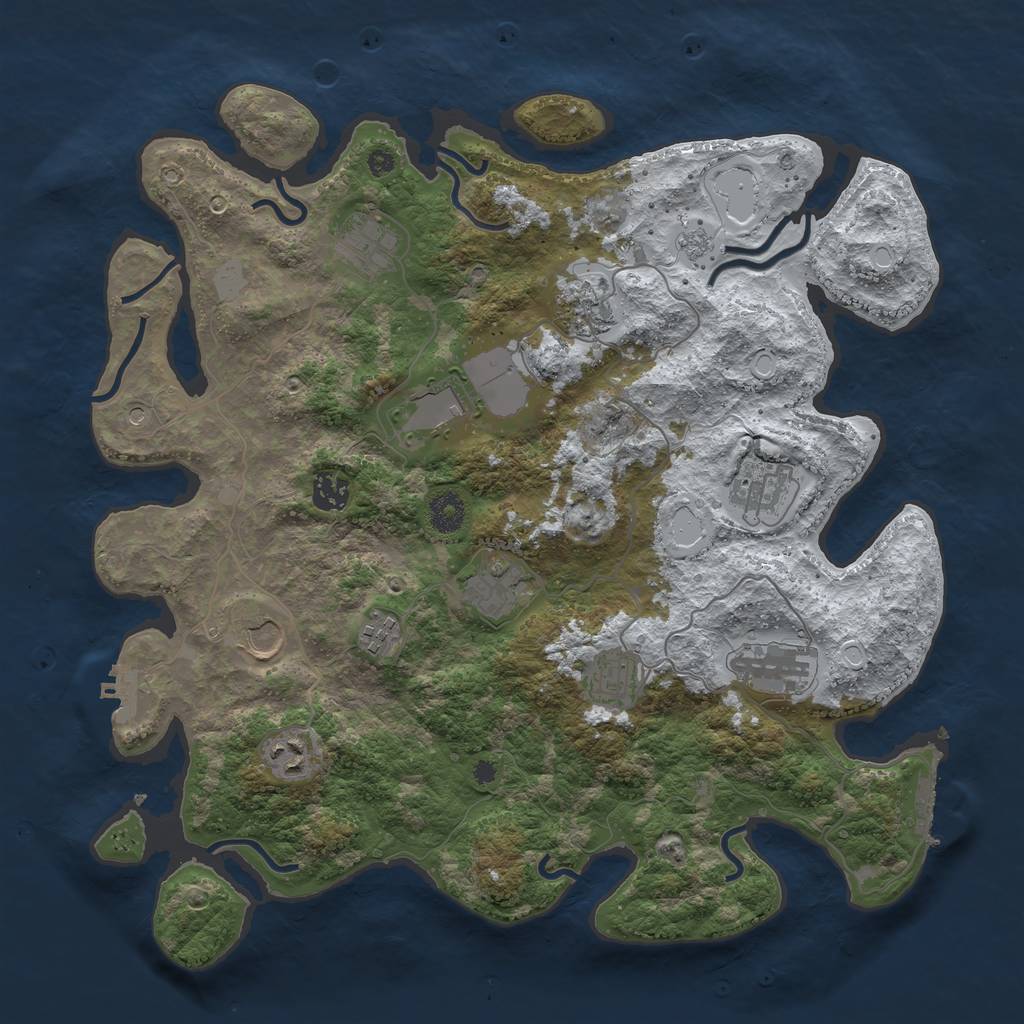 Rust Map: Procedural Map, Size: 3900, Seed: 826591, 20 Monuments