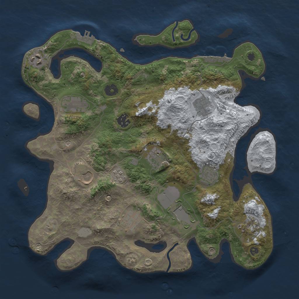 Rust Map: Procedural Map, Size: 3500, Seed: 1833798664, 19 Monuments