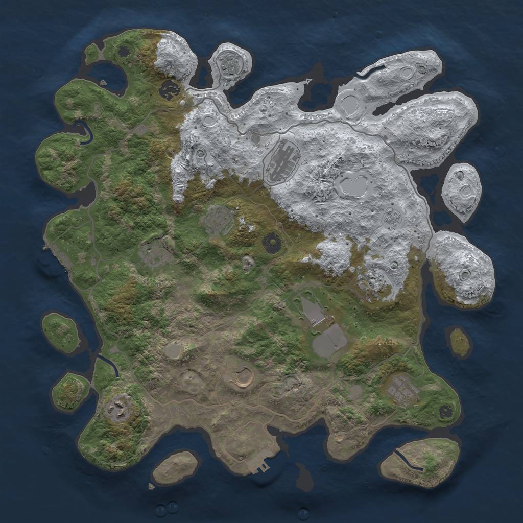 Rust Map: Procedural Map, Size: 4000, Seed: 67234569, 19 Monuments