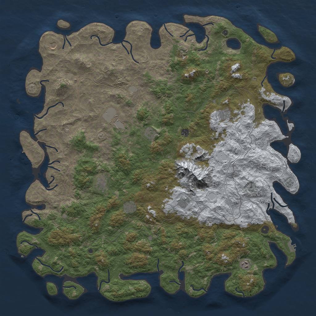 Rust Map: Procedural Map, Size: 6000, Seed: 53845, 20 Monuments