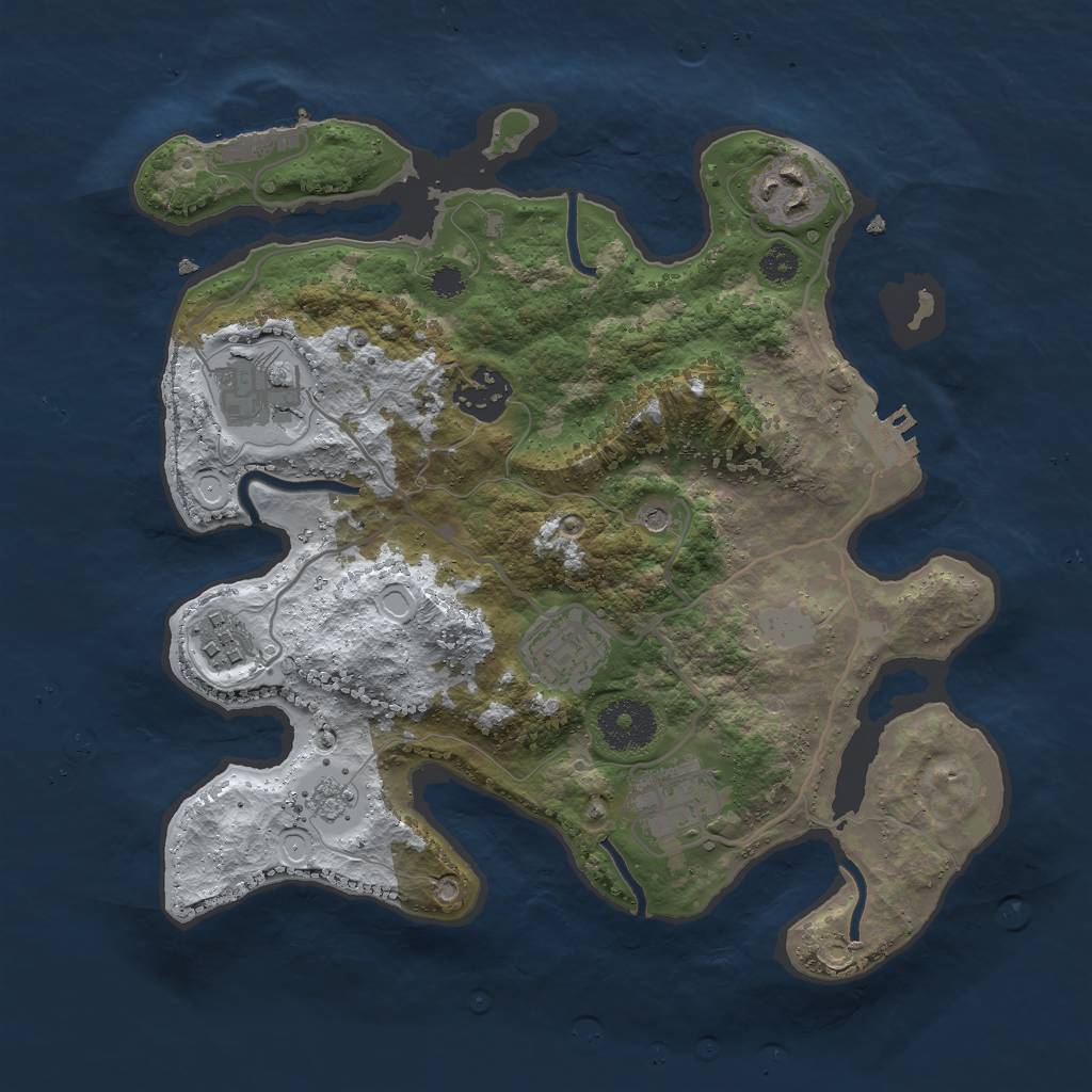 Rust Map: Procedural Map, Size: 3000, Seed: 1242590218, 15 Monuments