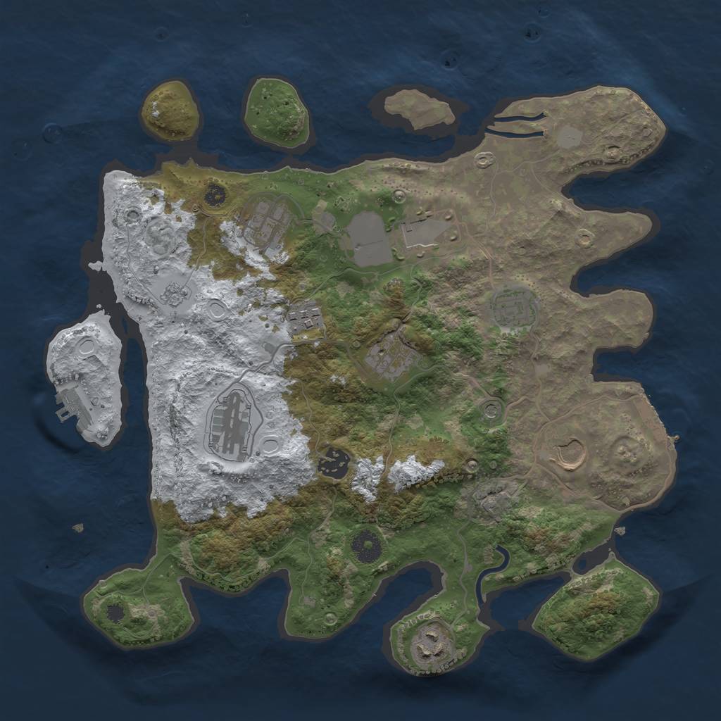 Rust Map: Procedural Map, Size: 3500, Seed: 3038678, 18 Monuments