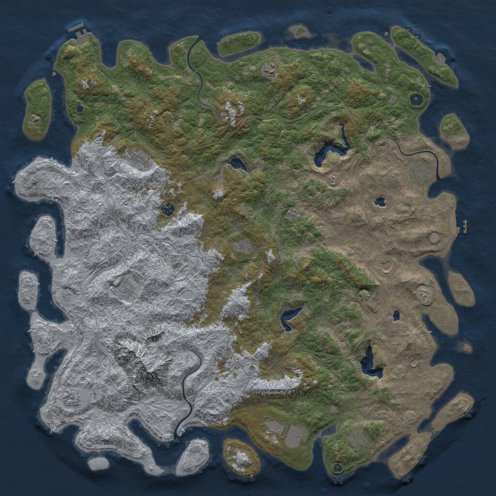 Rust Map: Procedural Map, Size: 6000, Seed: 31369007, 17 Monuments