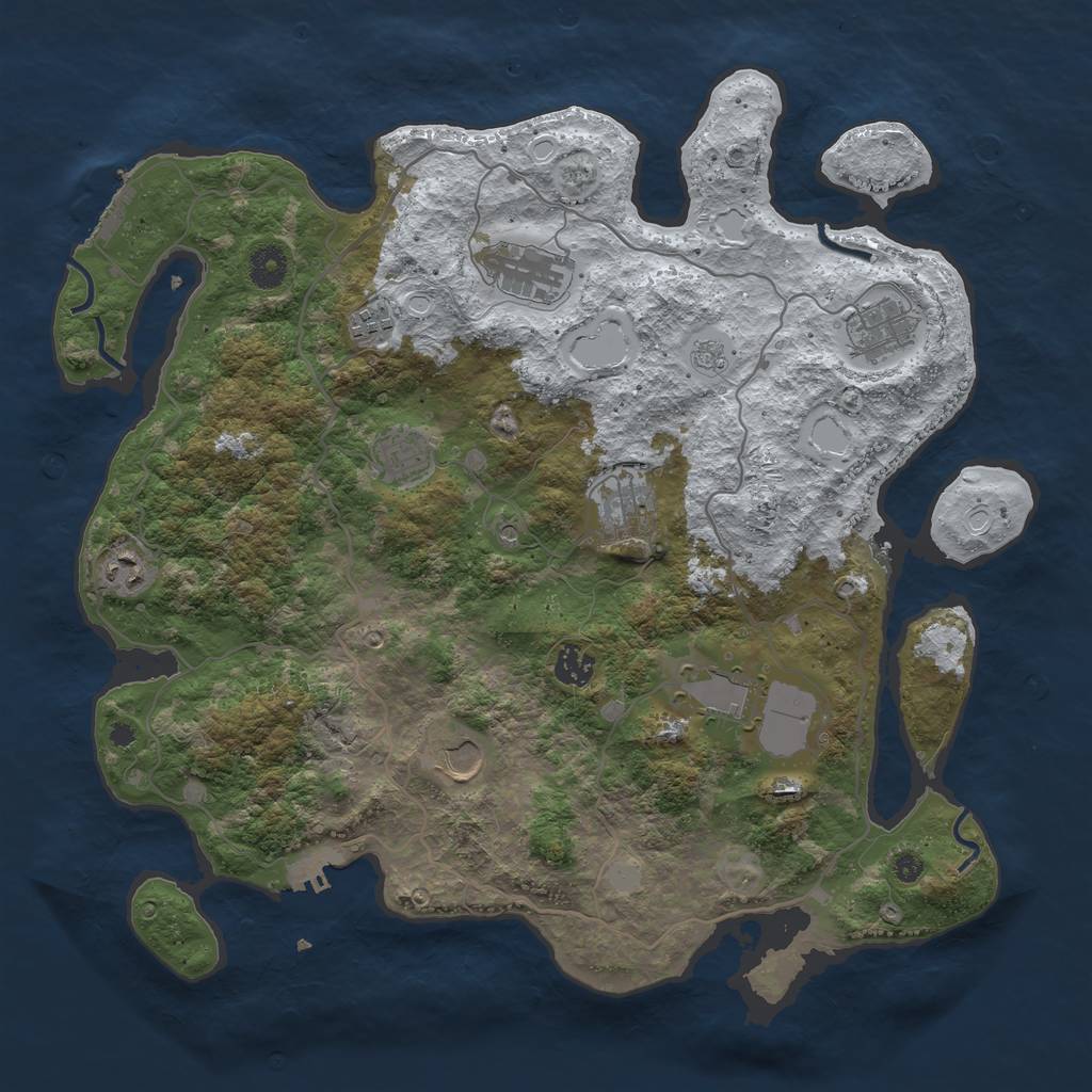 Rust Map: Procedural Map, Size: 4000, Seed: 13578643, 18 Monuments