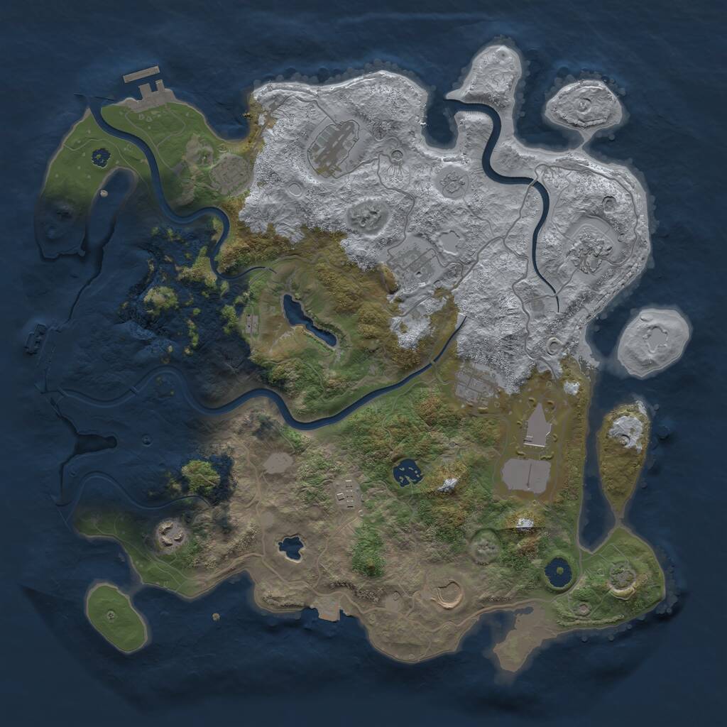 Rust Map: Procedural Map, Size: 4000, Seed: 13578643, 16 Monuments