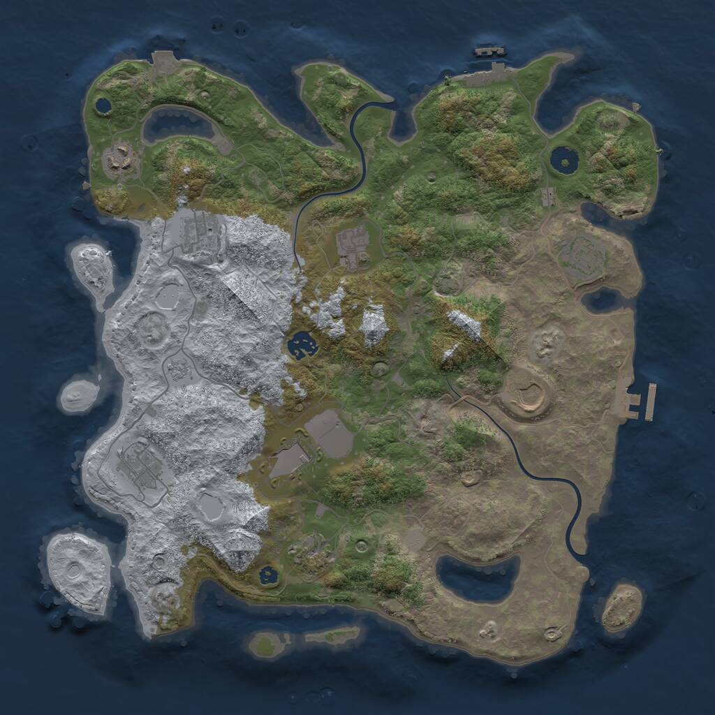 Rust Map: Procedural Map, Size: 3850, Seed: 1999230001, 14 Monuments