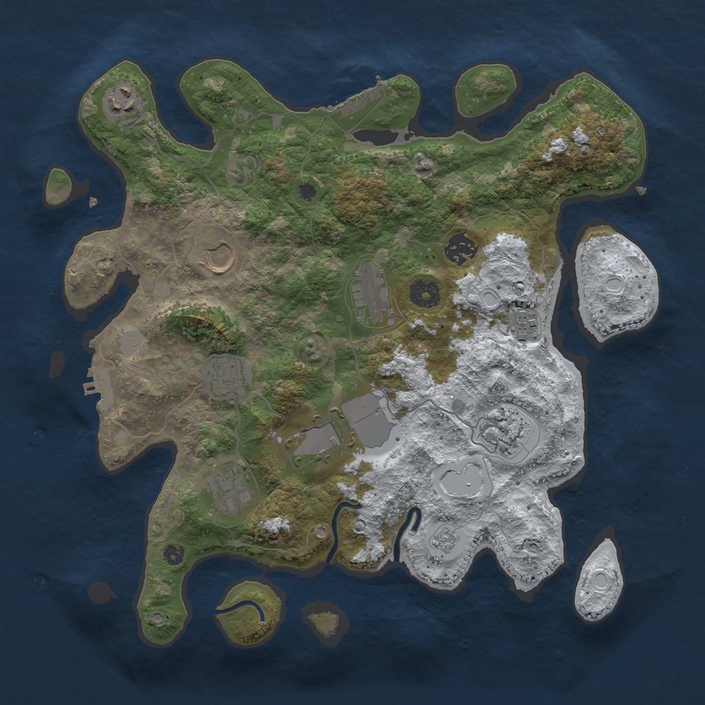 Rust Map: Procedural Map, Size: 3500, Seed: 125523, 17 Monuments