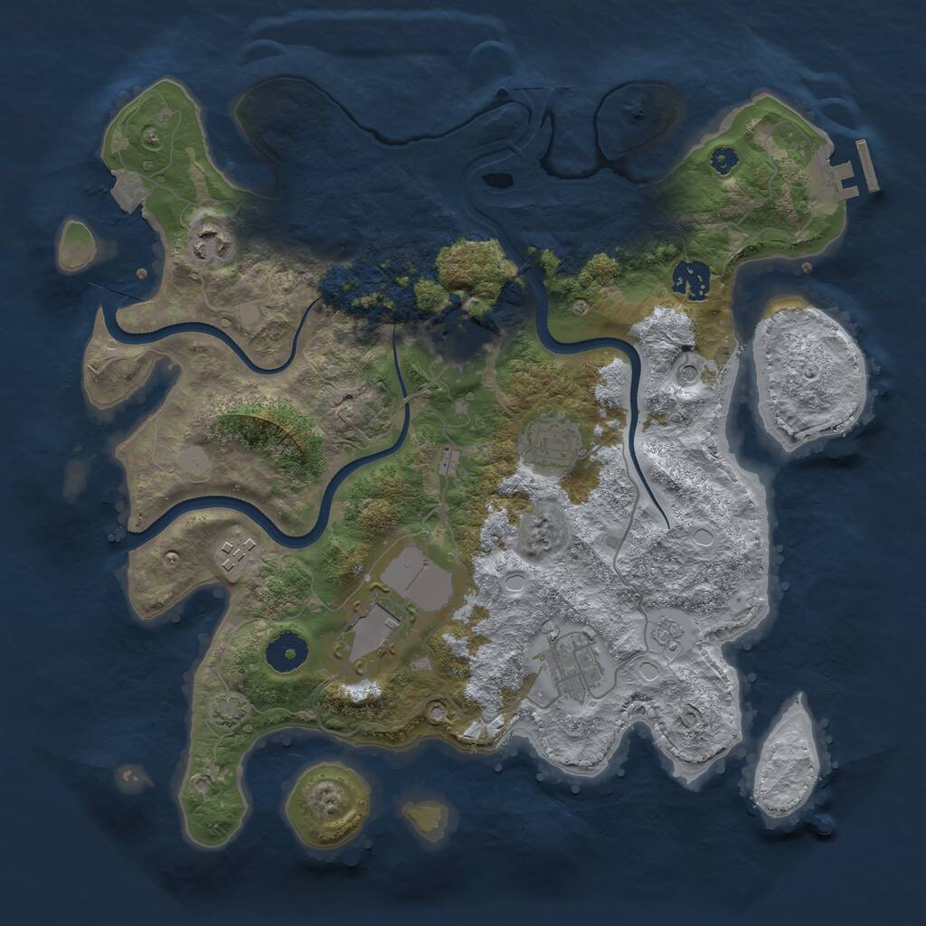 Rust Map: Procedural Map, Size: 3500, Seed: 125523, 12 Monuments