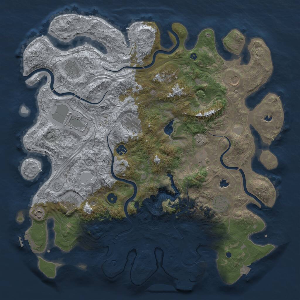 Rust Map: Procedural Map, Size: 4500, Seed: 63744, 17 Monuments