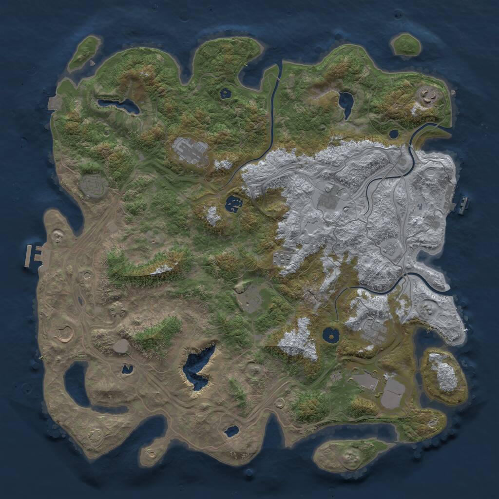 Rust Map: Procedural Map, Size: 4500, Seed: 23423475, 16 Monuments