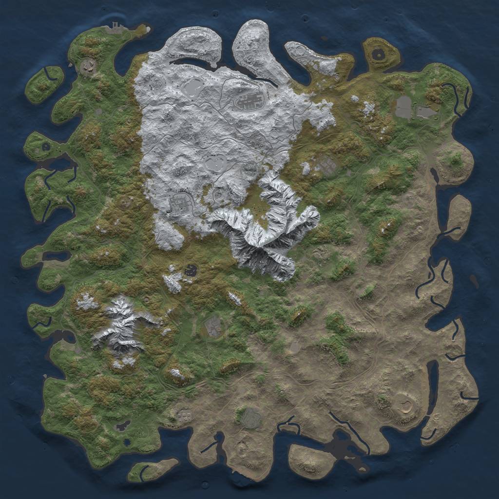 Rust Map: Procedural Map, Size: 6000, Seed: 1118787453, 20 Monuments