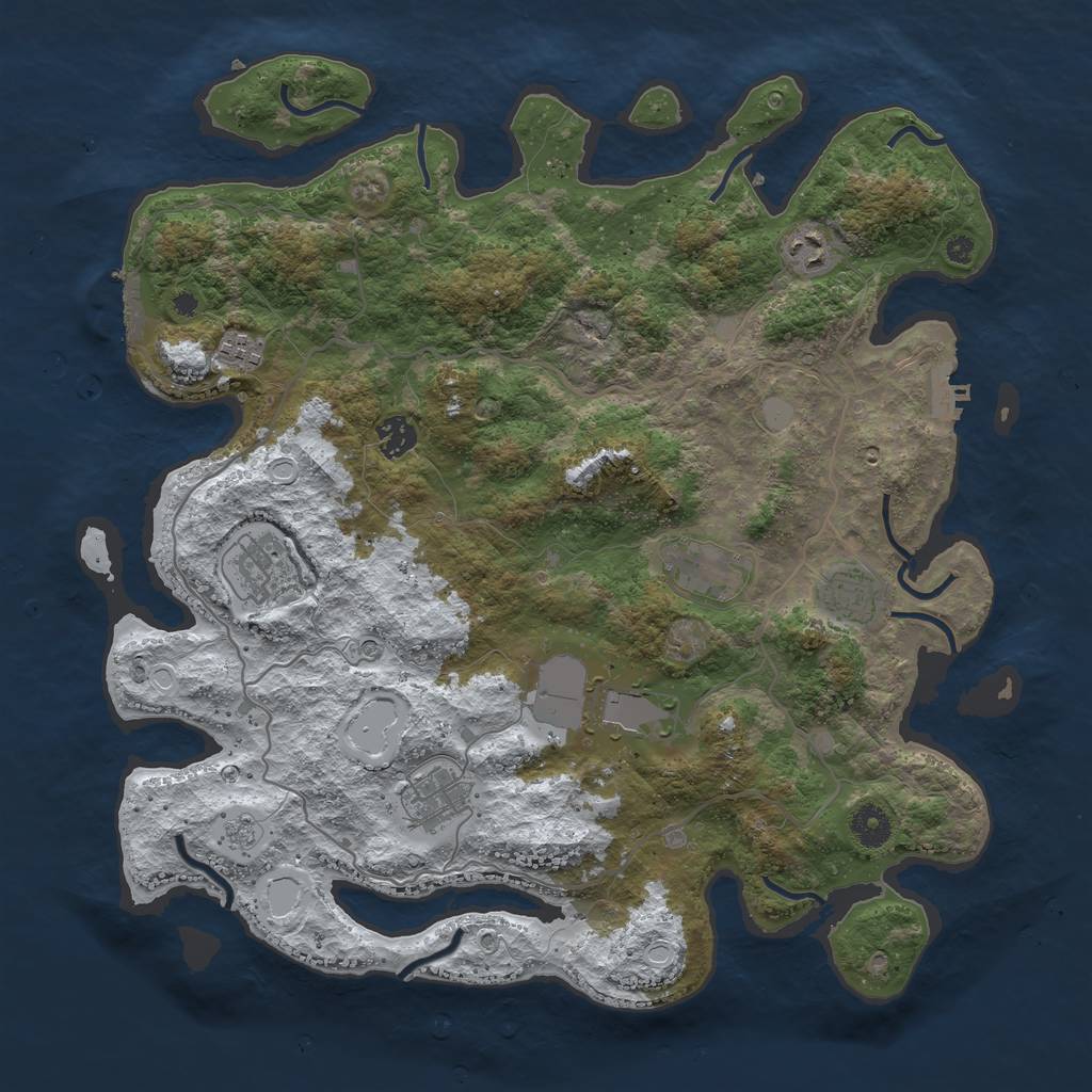 Rust Map: Procedural Map, Size: 4000, Seed: 8420, 17 Monuments