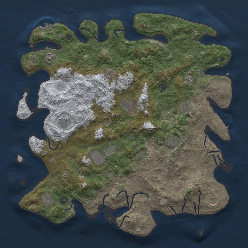 Rust Map: Procedural Map, Size: 4500, Seed: 1706338726, 20 Monuments