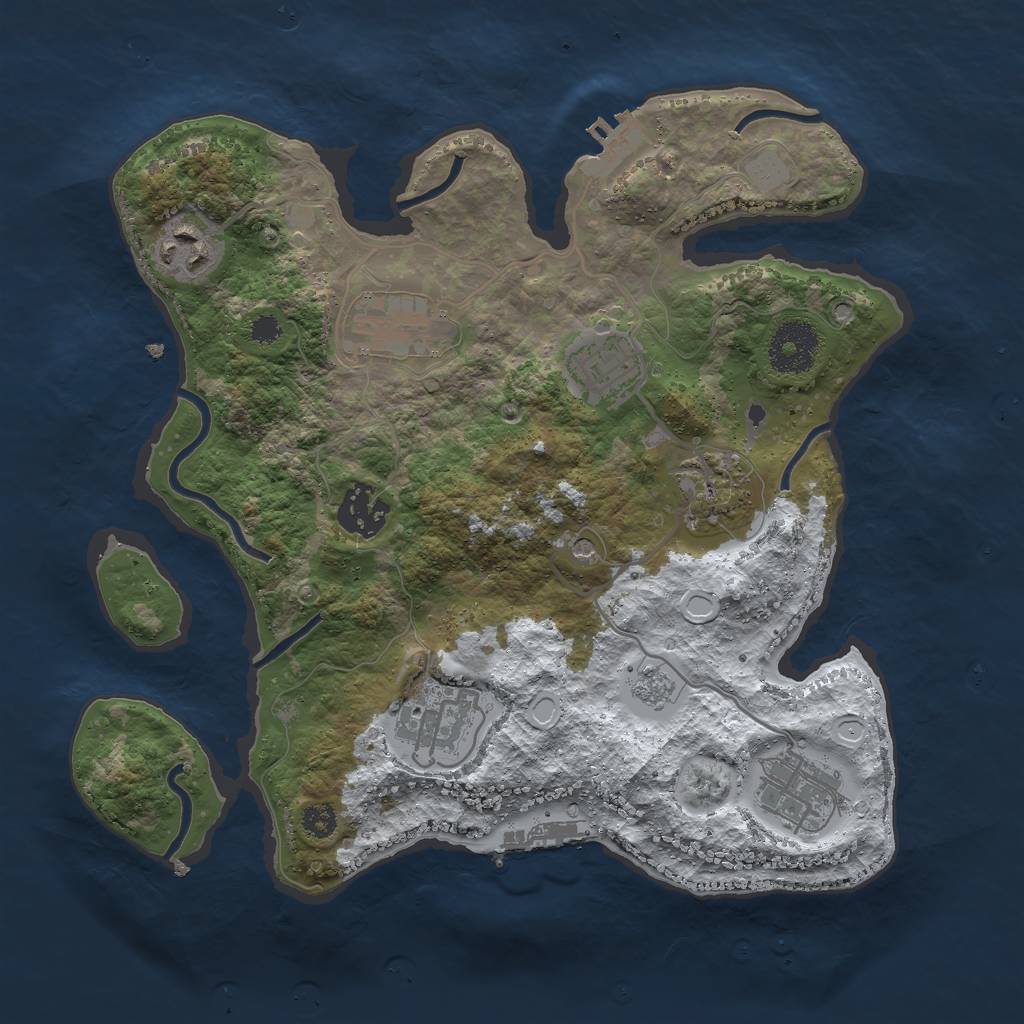 Rust Map: Procedural Map, Size: 3000, Seed: 51578, 16 Monuments