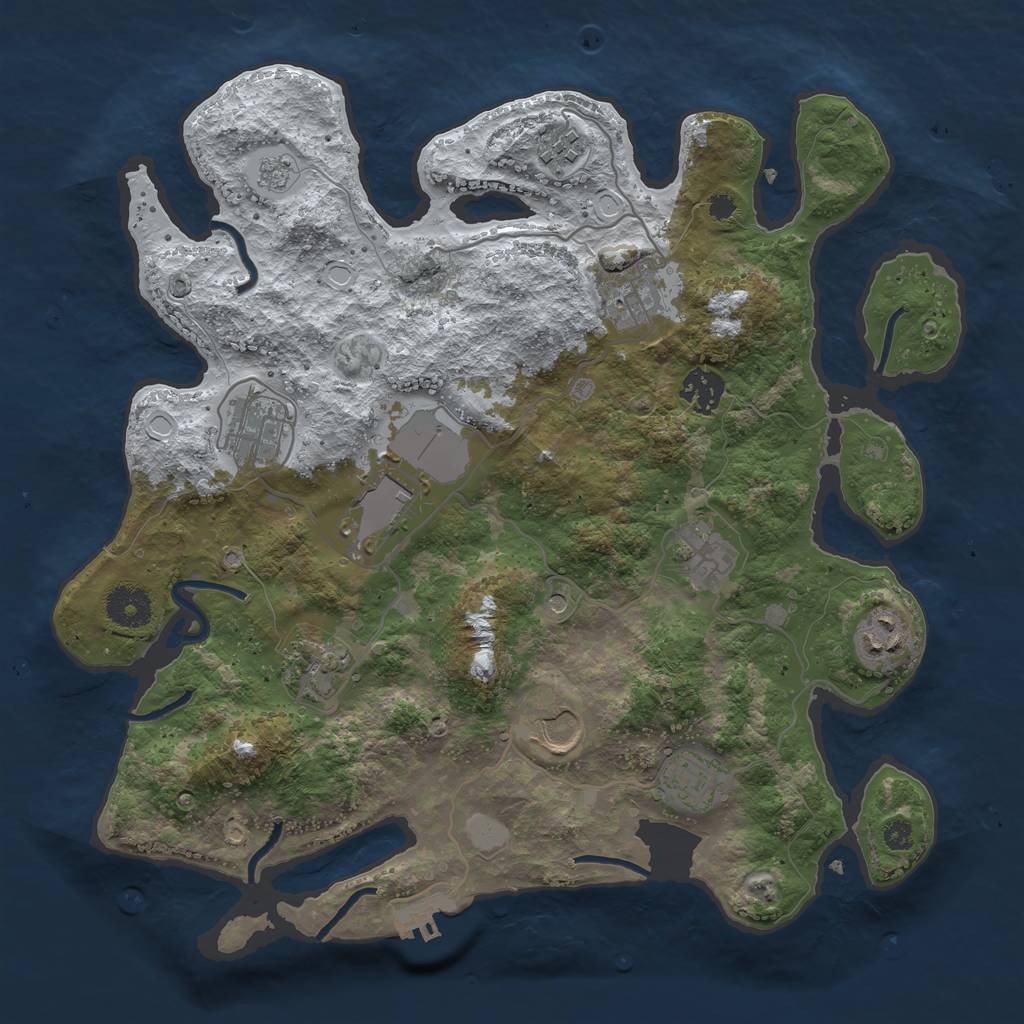 Rust Map: Procedural Map, Size: 3500, Seed: 3523875, 18 Monuments