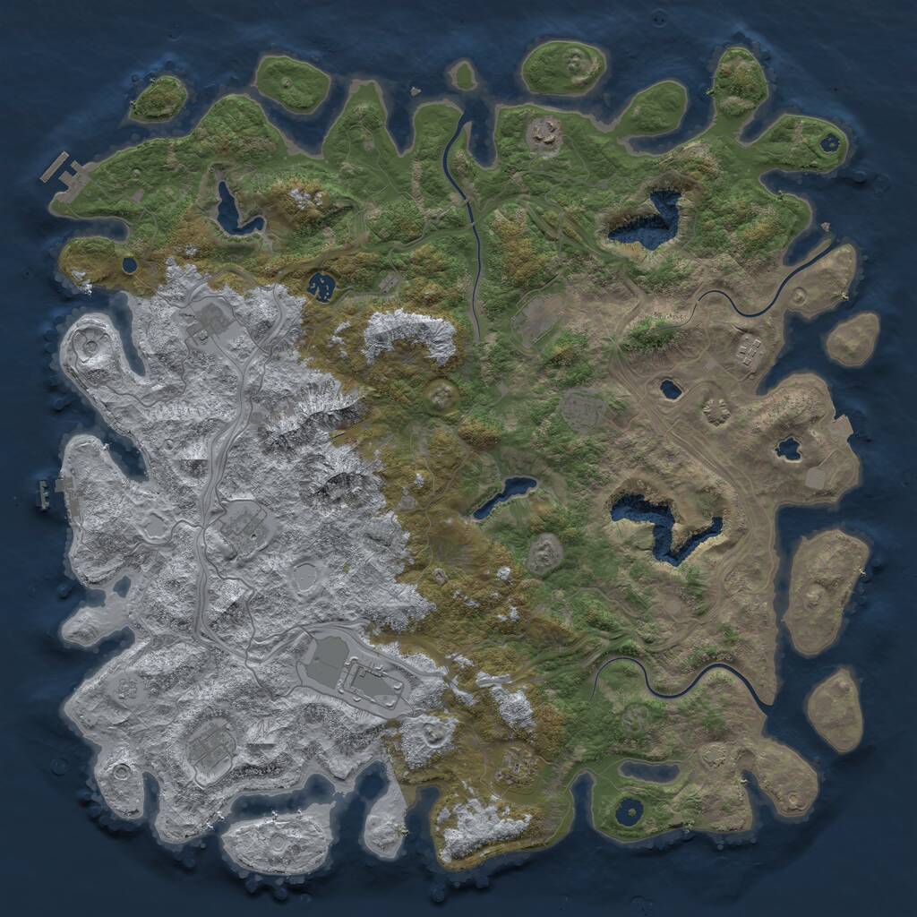 Rust Map: Procedural Map, Size: 5000, Seed: 80522, 16 Monuments