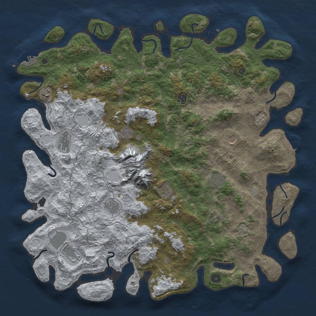 Rust Map: Procedural Map, Size: 5000, Seed: 80522, 20 Monuments