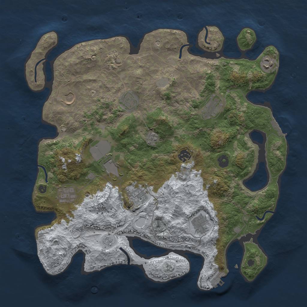 Rust Map: Procedural Map, Size: 3850, Seed: 1910095796, 20 Monuments