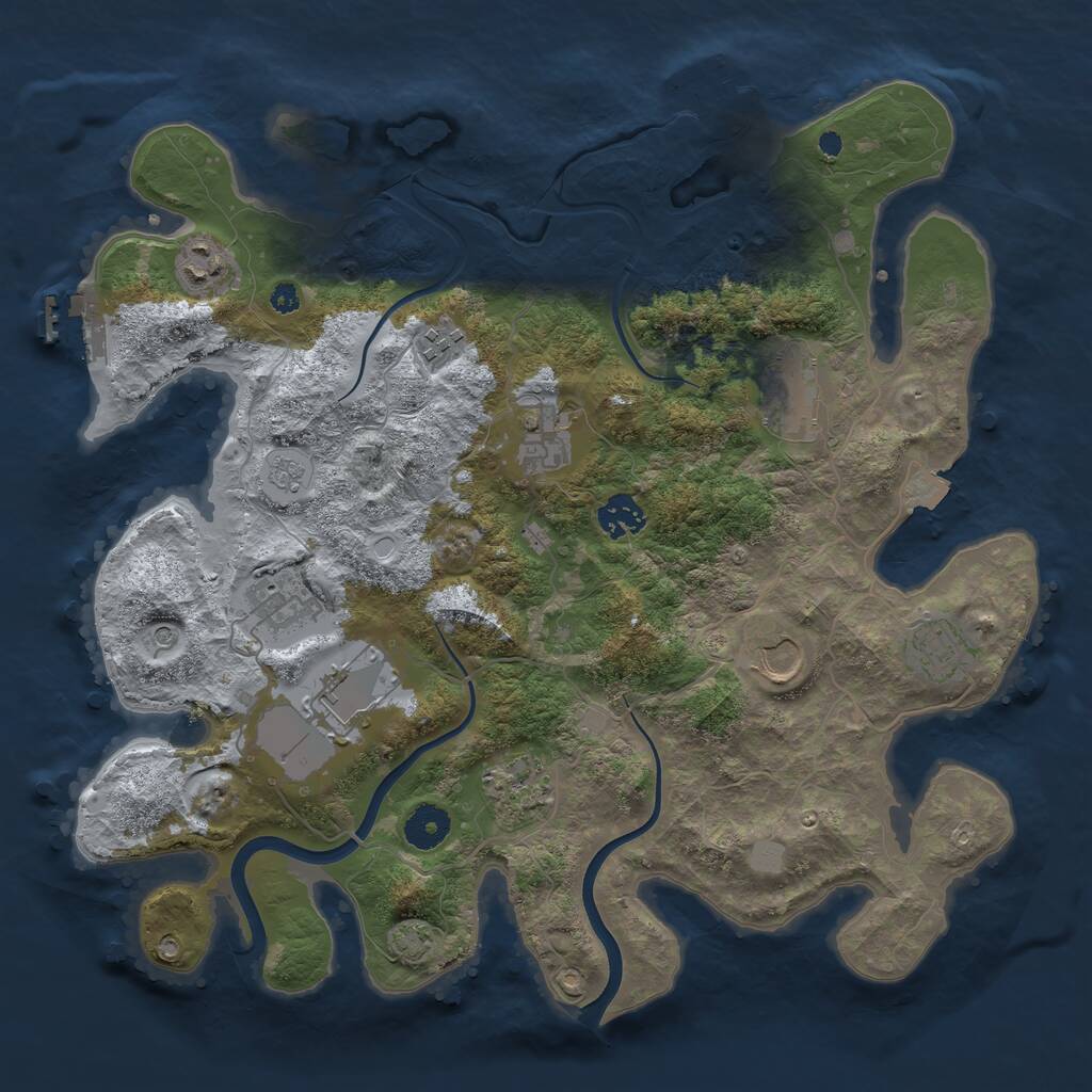 Rust Map: Procedural Map, Size: 3700, Seed: 152545594, 16 Monuments