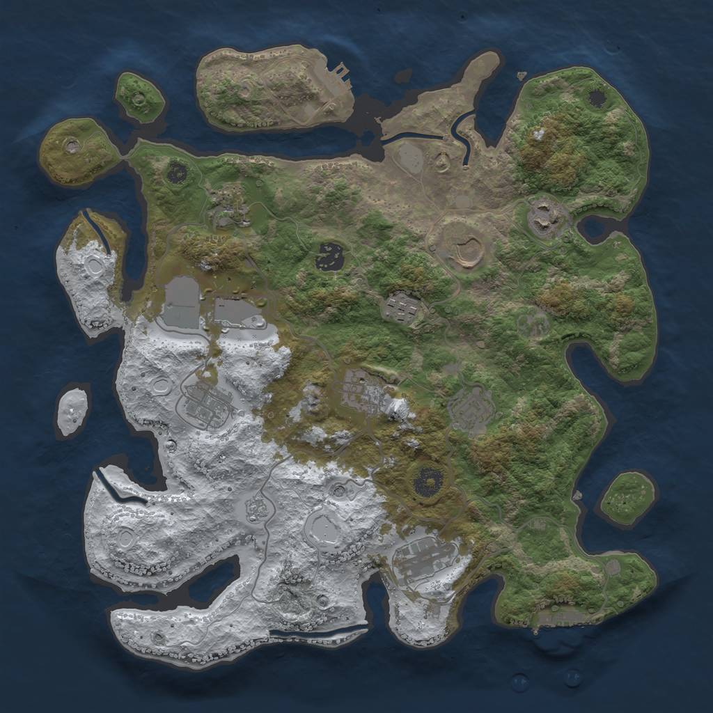 Rust Map: Procedural Map, Size: 3600, Seed: 639274984, 19 Monuments