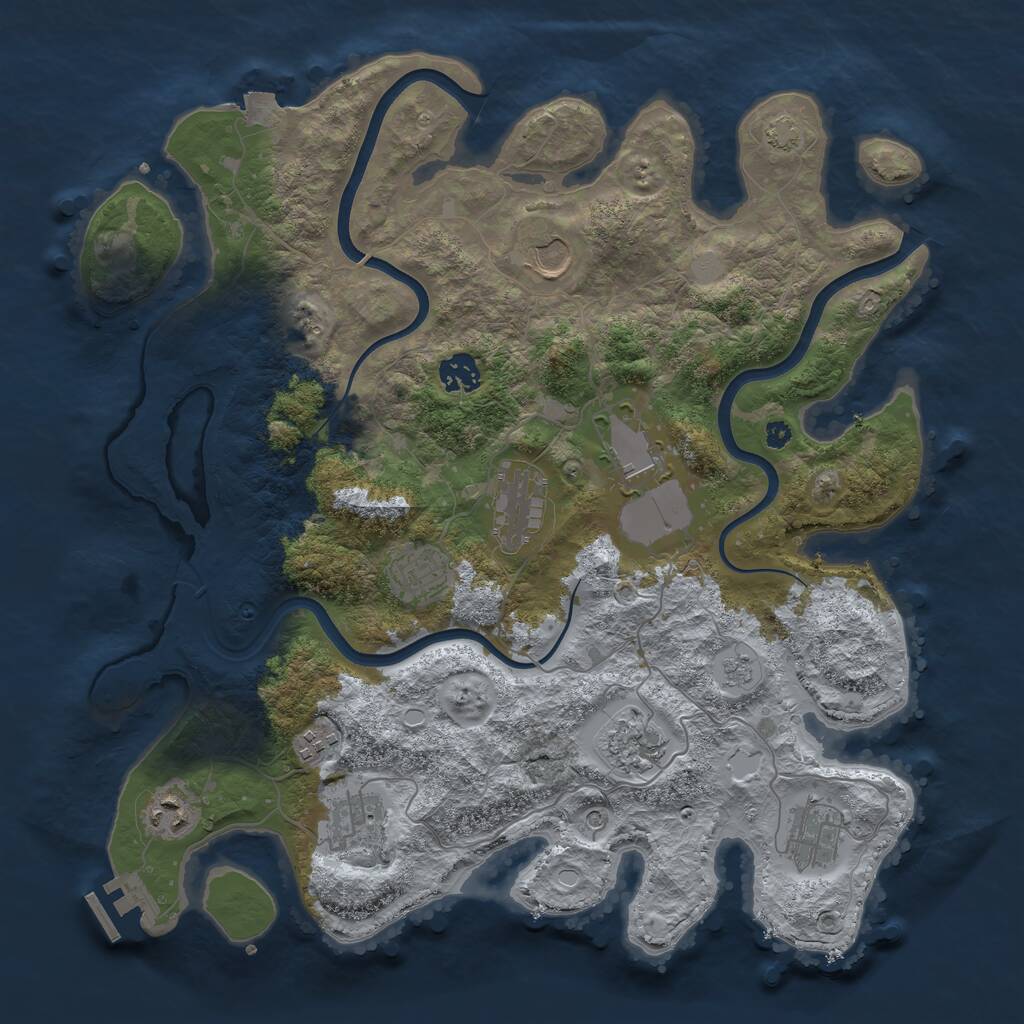 Rust Map: Procedural Map, Size: 3800, Seed: 1962330523, 15 Monuments