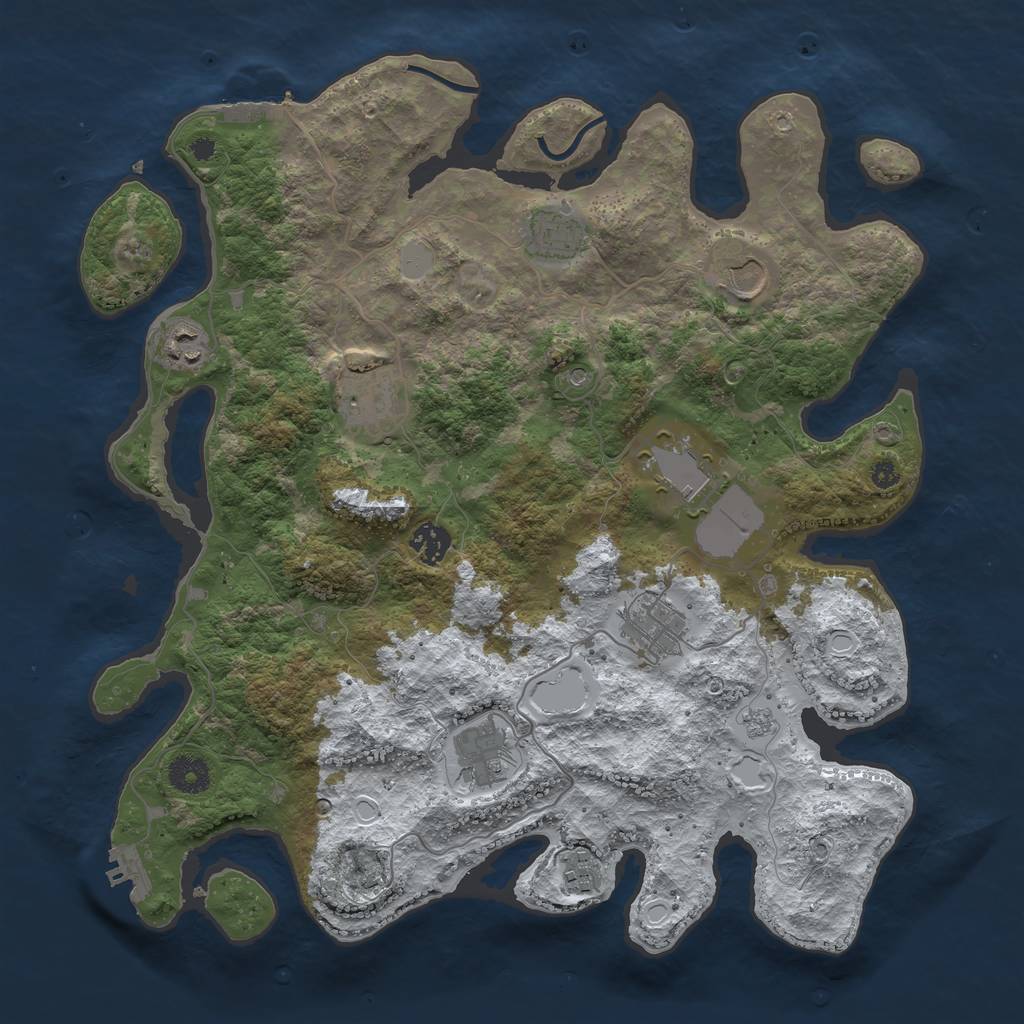 Rust Map: Procedural Map, Size: 3800, Seed: 1962330523, 18 Monuments