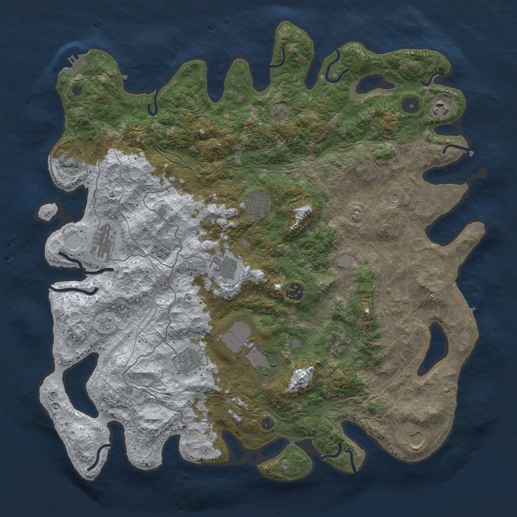 Rust Map: Procedural Map, Size: 4500, Seed: 1293842, 19 Monuments