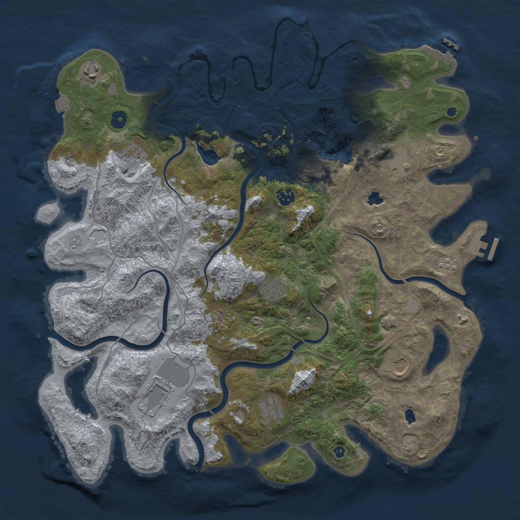 Rust Map: Procedural Map, Size: 4500, Seed: 1293842, 16 Monuments