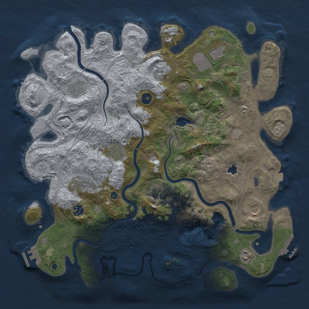 Rust Map: Procedural Map, Size: 4250, Seed: 350141, 16 Monuments