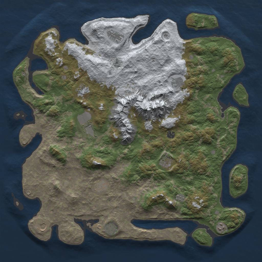 Rust Map: Barren, Size: 5000, Seed: 2130410510, 14 Monuments