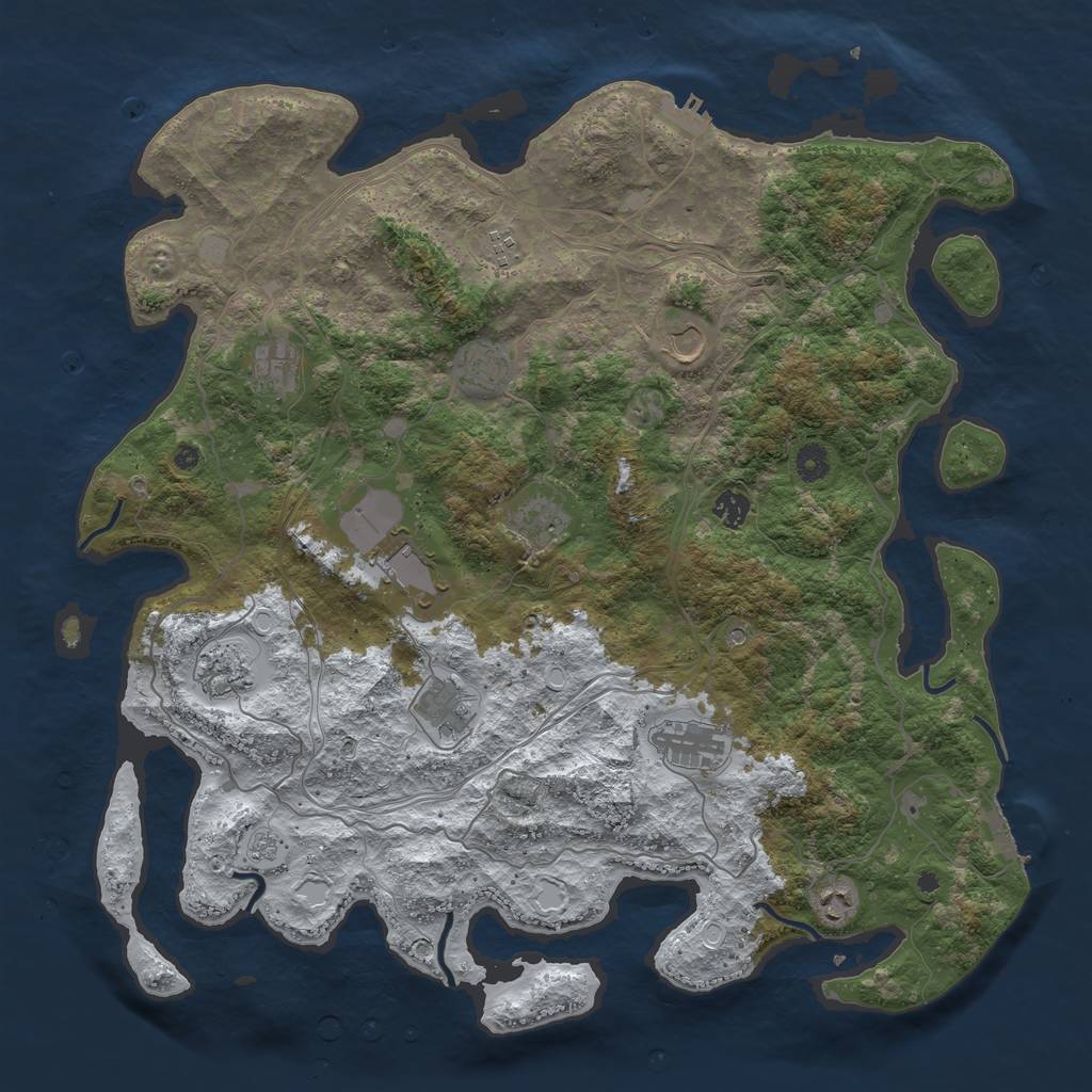 Rust Map: Procedural Map, Size: 4500, Seed: 972268319, 20 Monuments