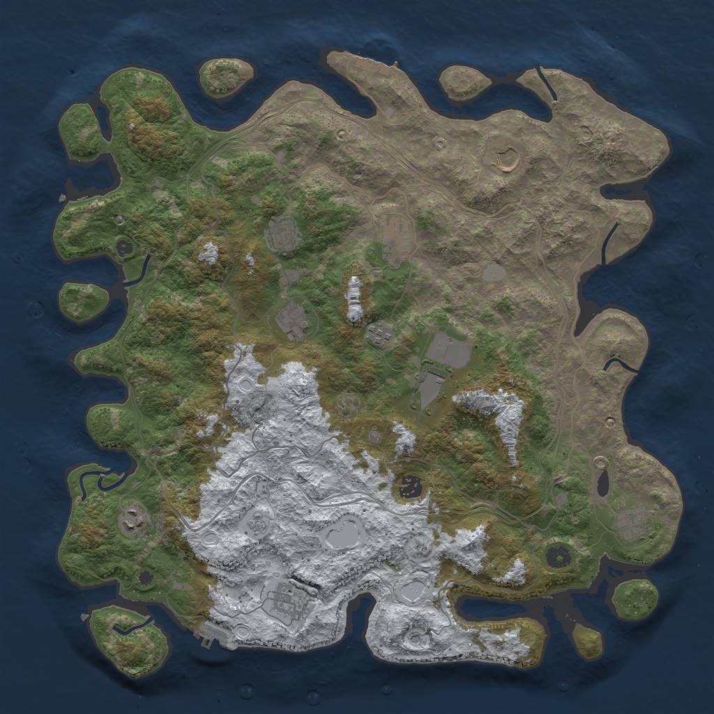 Rust Map: Procedural Map, Size: 4500, Seed: 1684, 19 Monuments