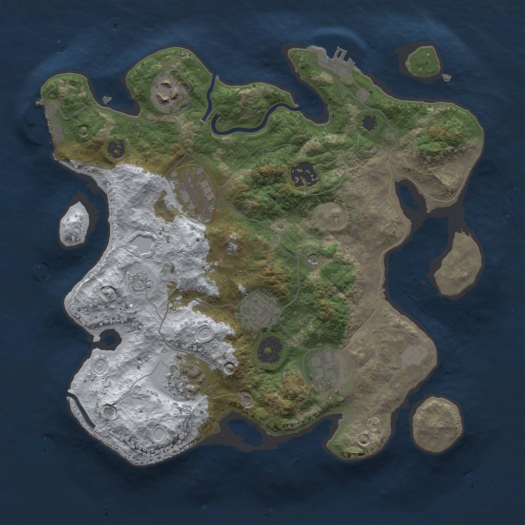 Rust Map: Procedural Map, Size: 3000, Seed: 1277246517, 15 Monuments