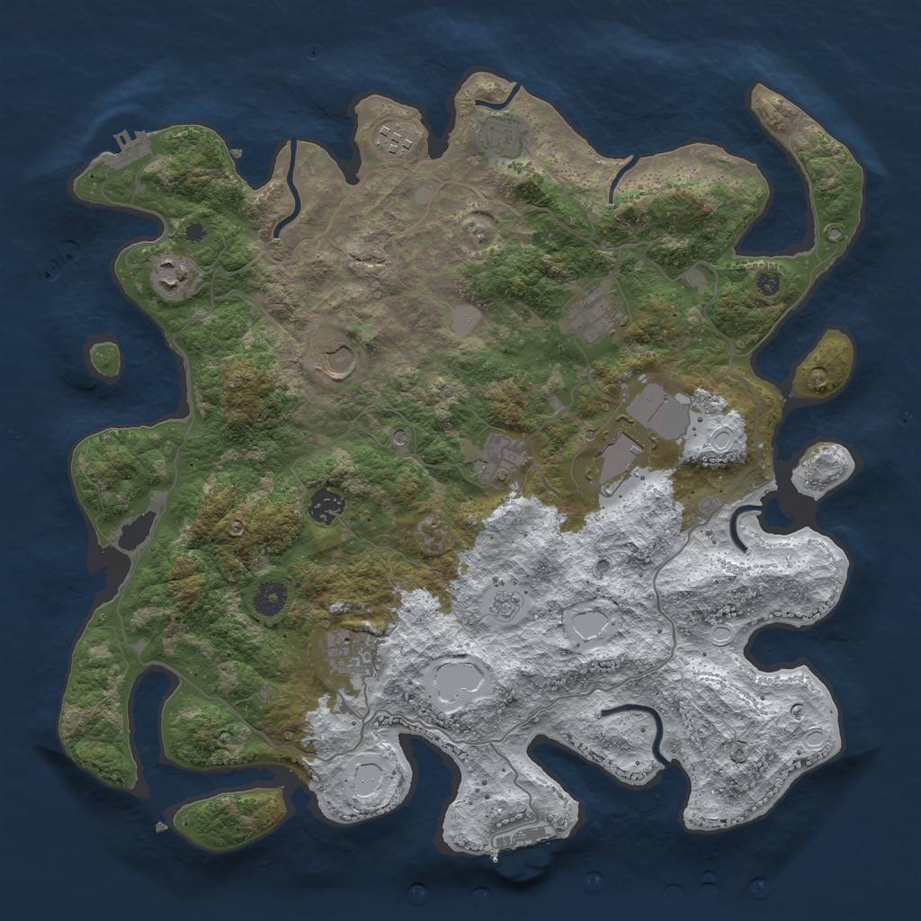 Rust Map: Procedural Map, Size: 4000, Seed: 31329149, 18 Monuments