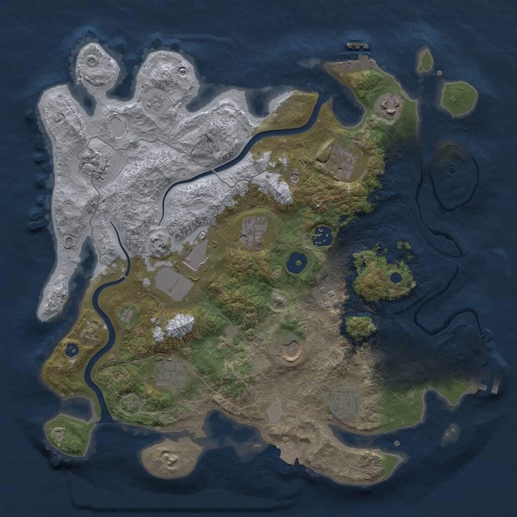 Rust Map: Procedural Map, Size: 3700, Seed: 1981362959, 16 Monuments